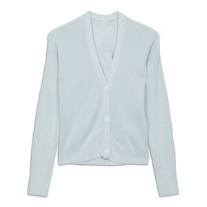 Lululemon Size 2 Baby Blue Merino Wool Cotton Nylon Button Cardigan Sweater